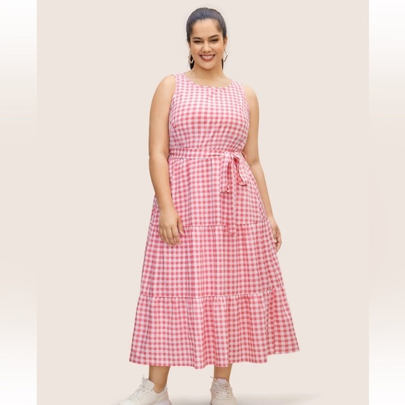 BloomChic Plus Size 2XL Gingham Elastic Waist Sleeveless Maxi Dress us18-20 - Picture 1 of 7
